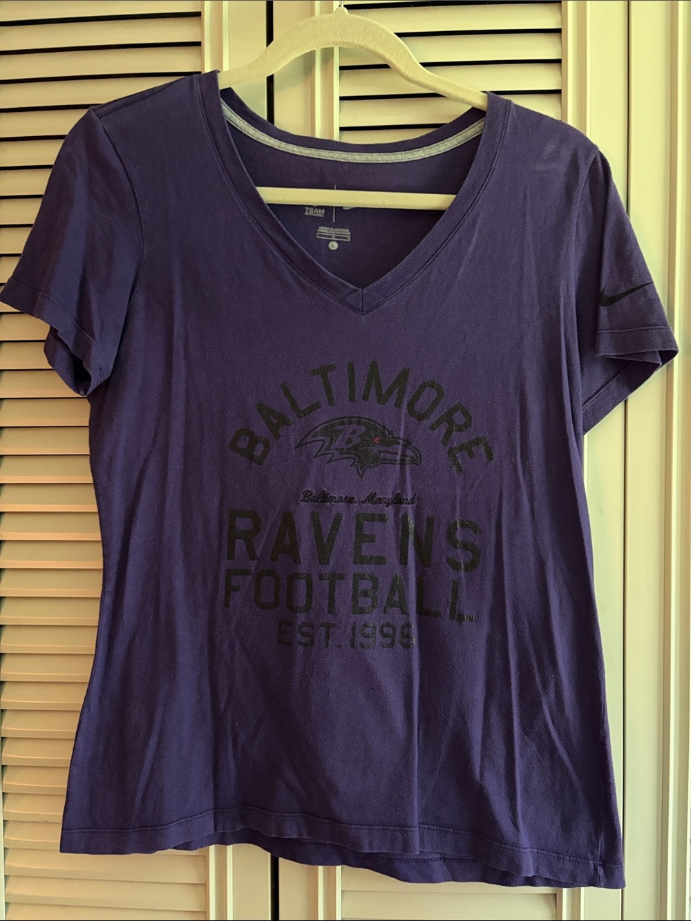 Nike Purple Baltimore Ravens V-Neck Tee - Black Logo